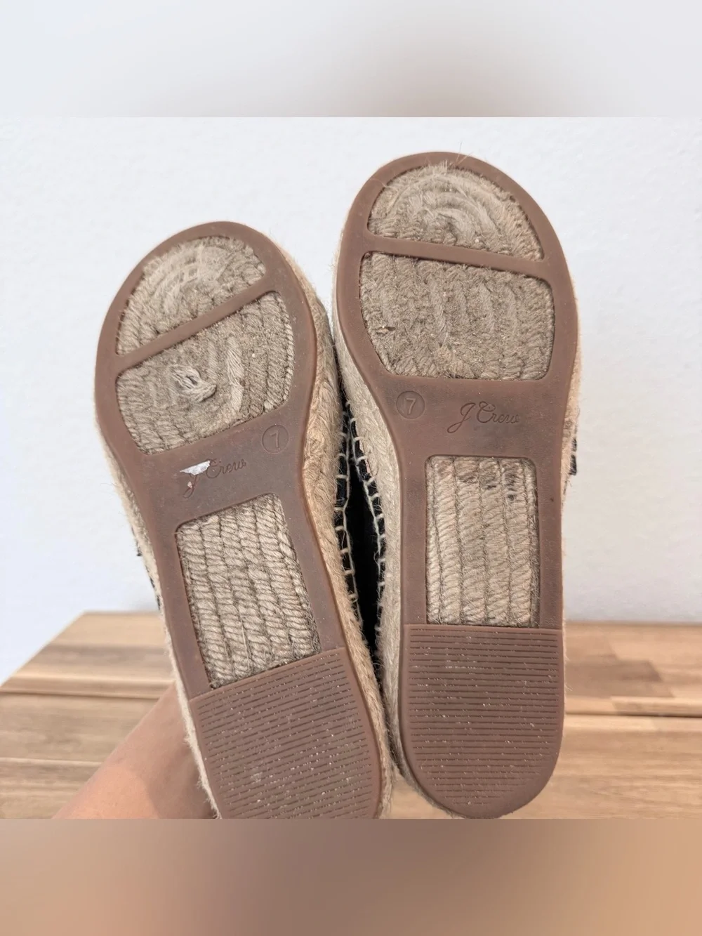 J.Crew- Black Canvas Jute Espadrilles - Size 7
